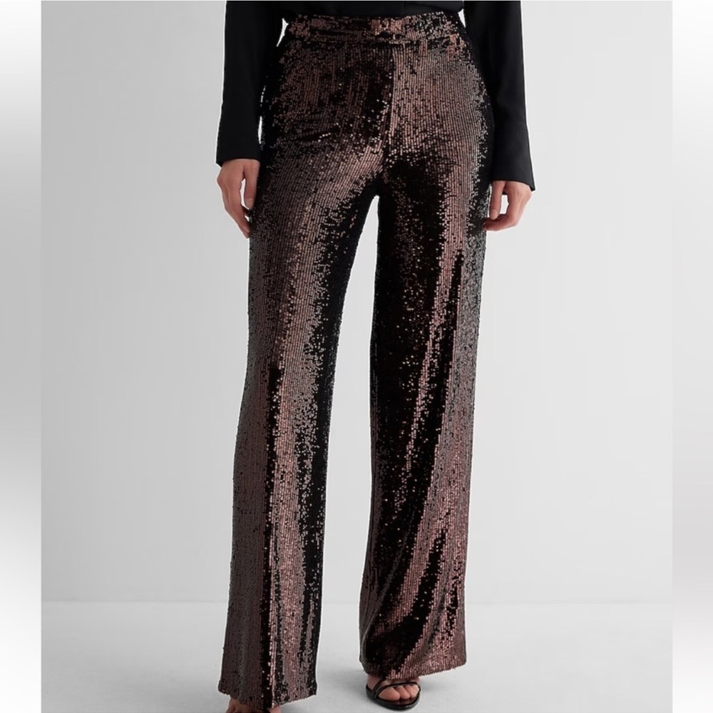 Express High Waisted Sequin Wide Leg Pants NWT